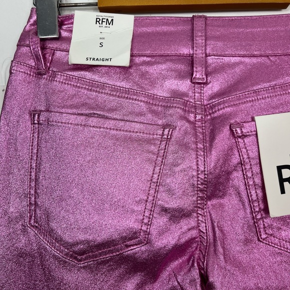NWT RFM Hot Pink Metallic Straight Leg Pants Sz 25 - Picture 7 of 9